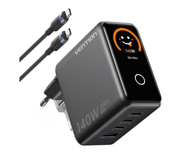 Vention GaN 140W 1x USB-A 3x USB-C + kabel USB-C do USB-C 1m - 1543455 - zdjęcie
